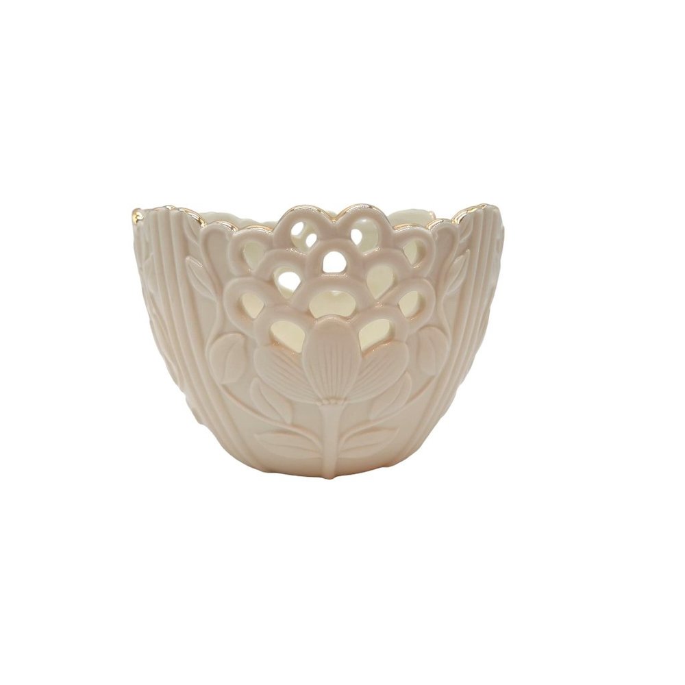Lenox Flower Bowl Pierced Scalloped Gold Trim